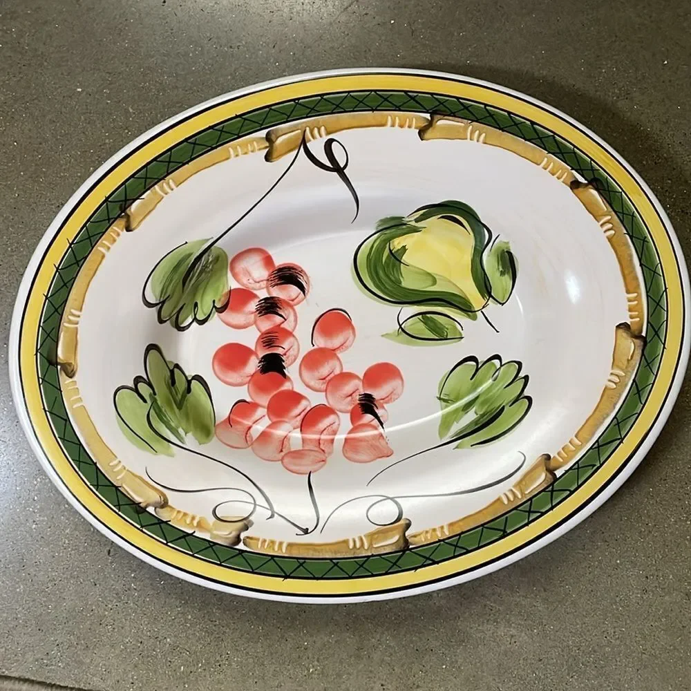 Antica Fornace Very Large Ceramic Serving Dish w/Colorful Design Made In Italy